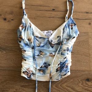 Never Worn Butterfly Mesh Corset Tank